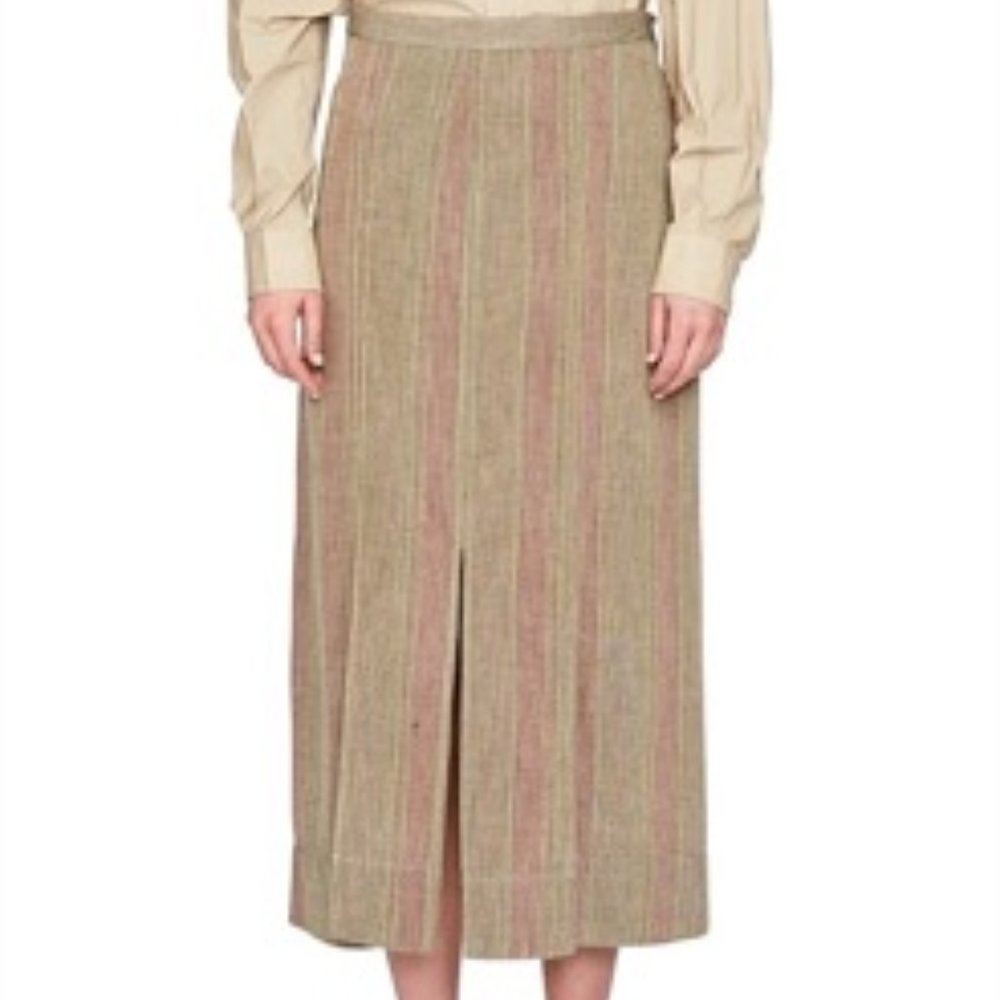 BASSIKE STRIPE GAUZE PLEAT SKIRT NWT